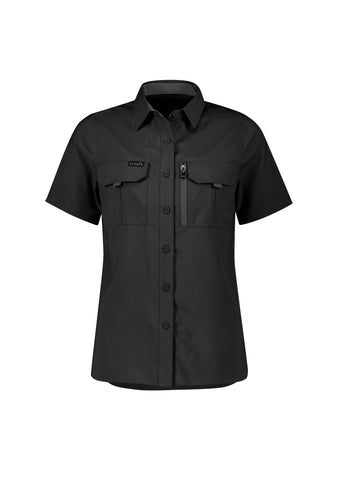 Womens Outdoor Short Sleeve Shirt Black front view
