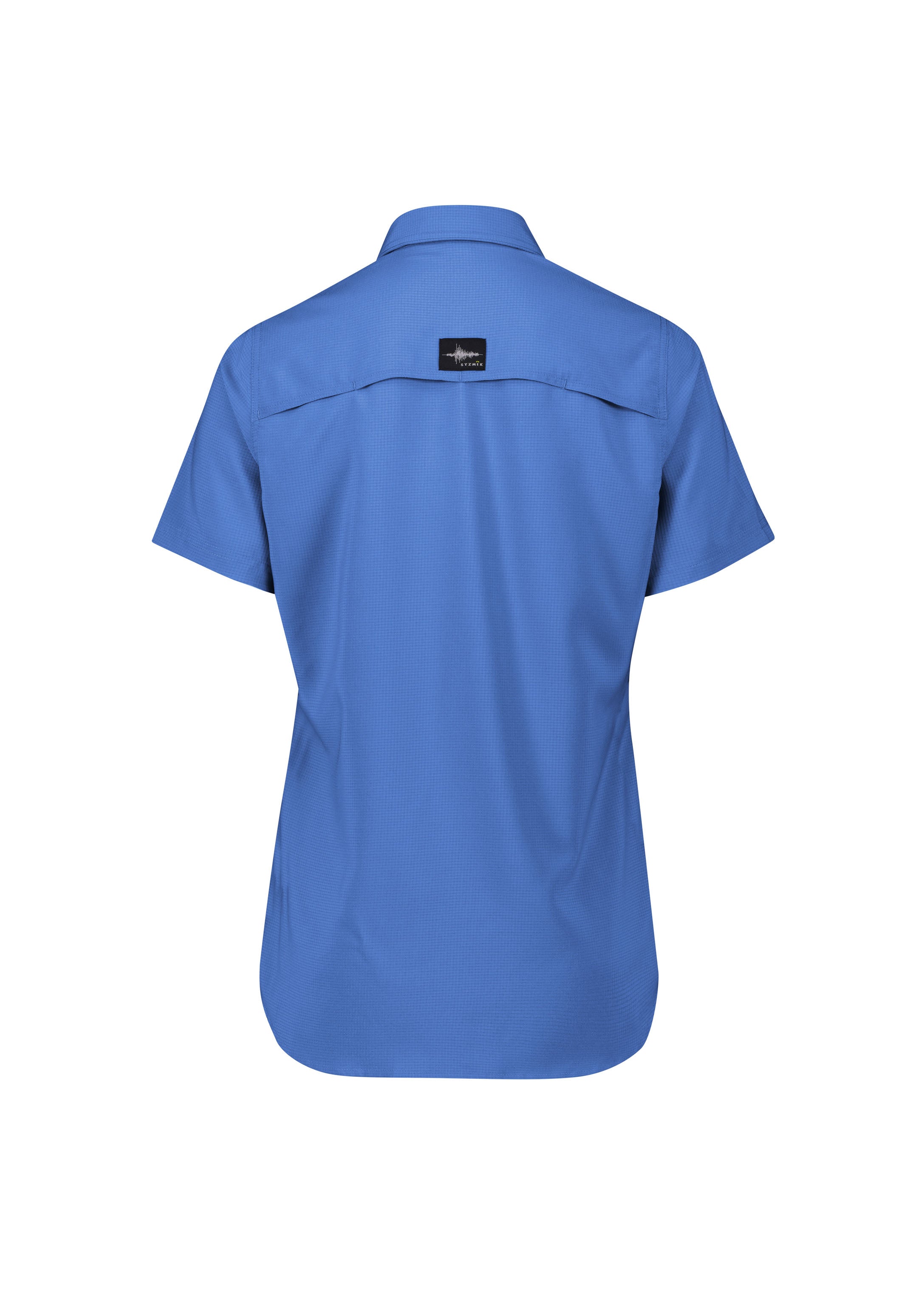 Womens Outdoor Short Sleeve Shirt Blue back view