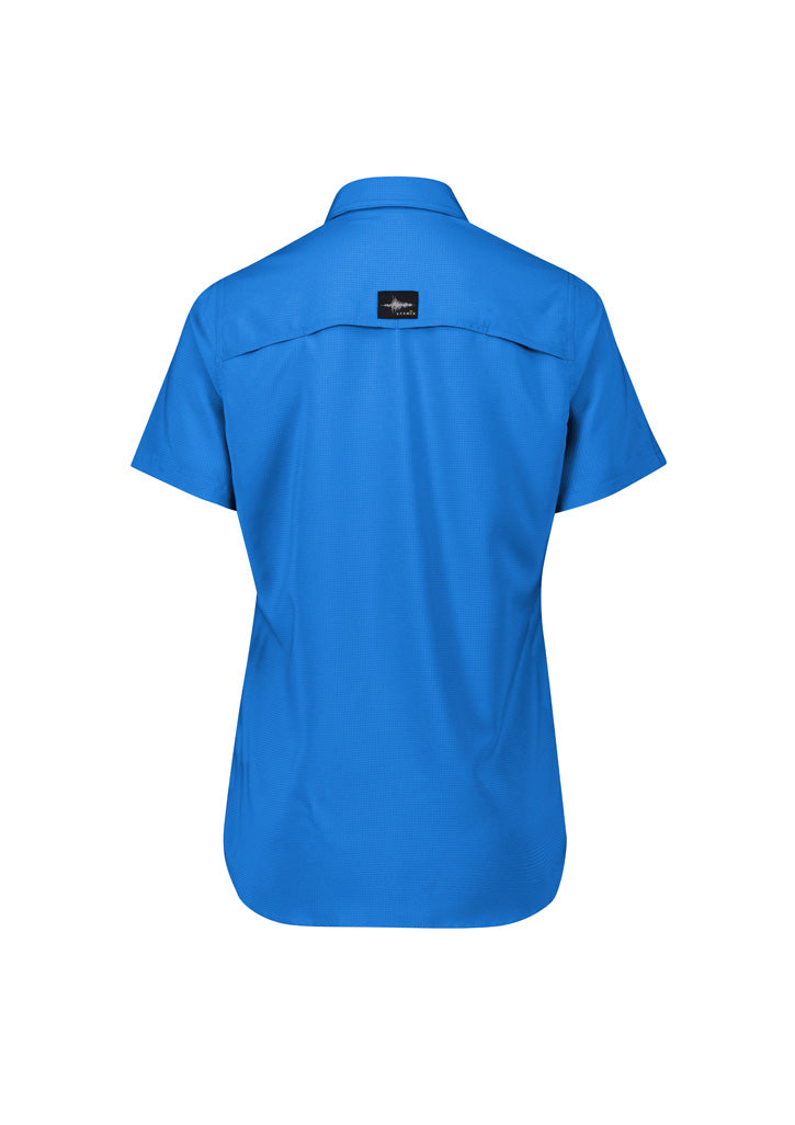 Womens Outdoor Short Sleeve Shirt Cobalt back view