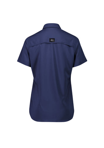 Womens Outdoor Short Sleeve Shirt Navy back view