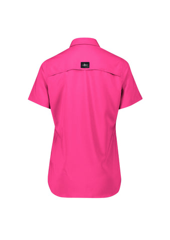 Womens Outdoor Short Sleeve Shirt Pink back view