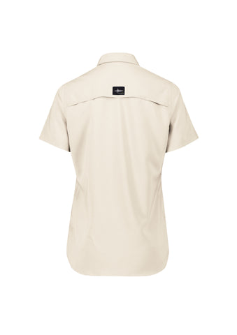 Womens Outdoor Short Sleeve Shirt Sand back view