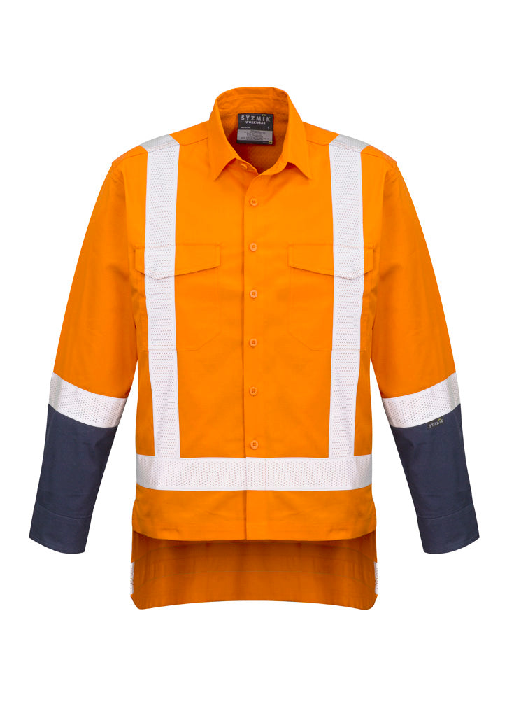 Mens TTMC-W23 Rugged Cooling Work Shirt Orange/Navy front view