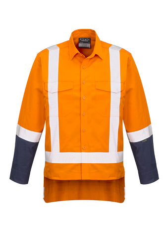 Mens TTMC-W23 Rugged Cooling Work Shirt Orange/Navy front view