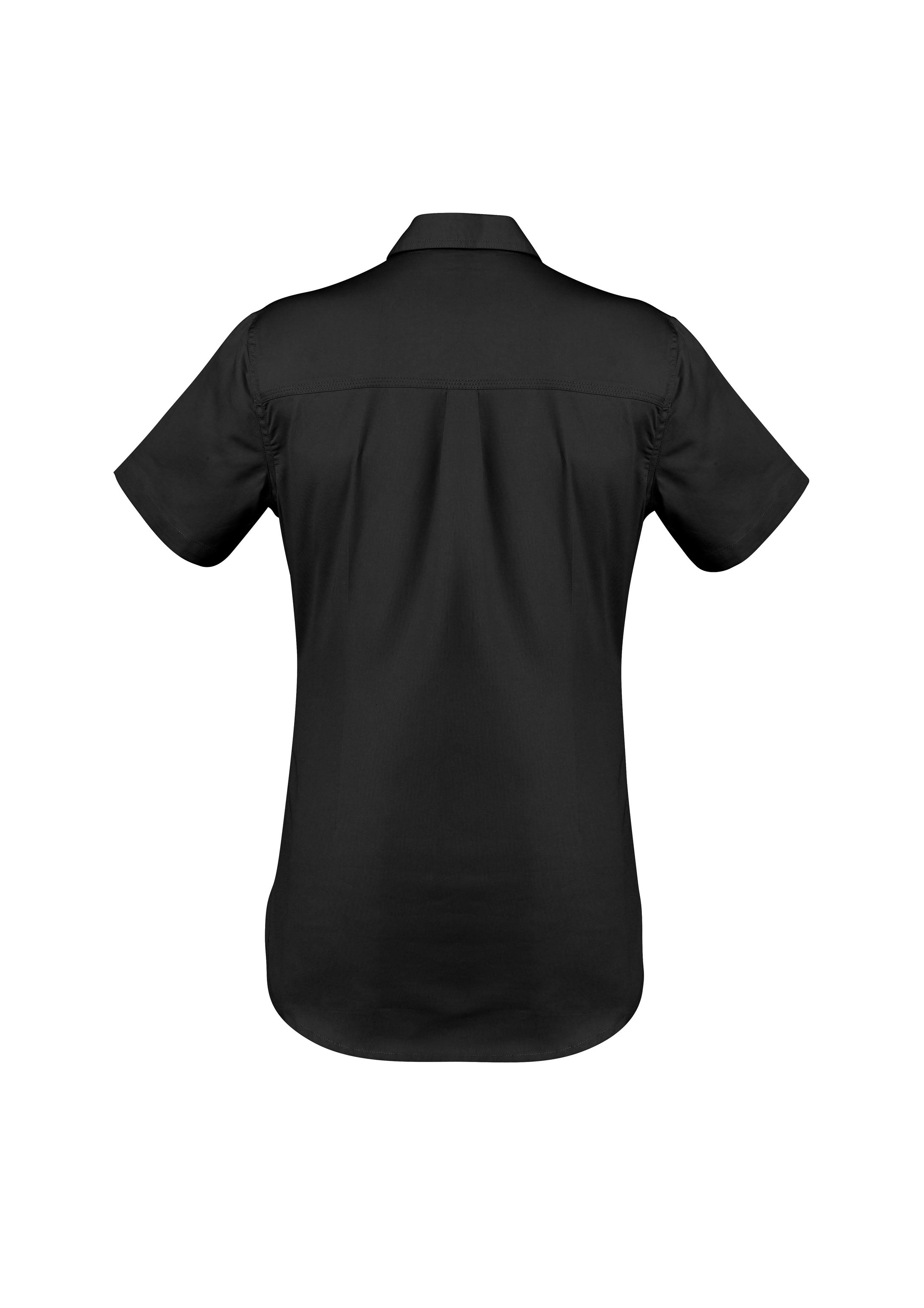 Womens Lightweight Tradie Short Sleeve Shirt Black back view