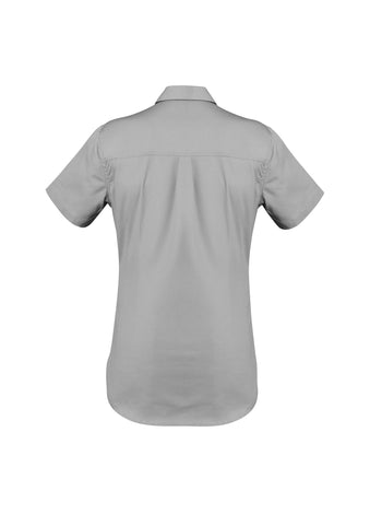 Womens Lightweight Tradie Short Sleeve Shirt Grey back view