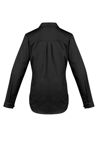 Womens Lightweight Tradie Long Sleeve Shirt Black back view
