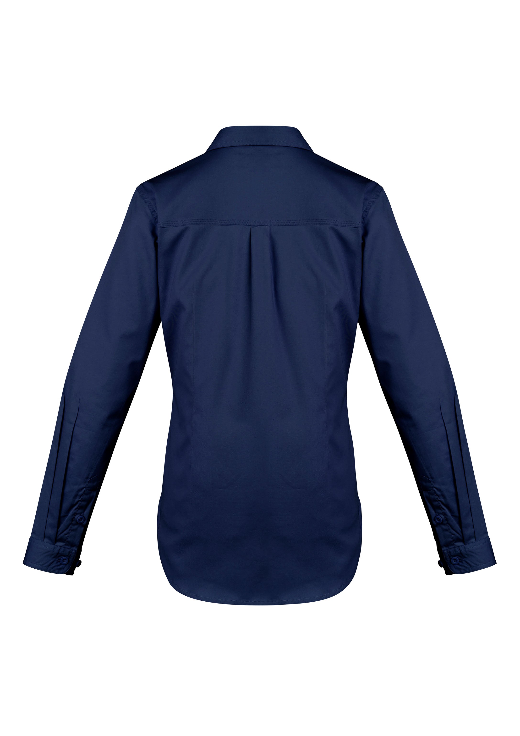 Womens Lightweight Tradie Long Sleeve Shirt Blue back view