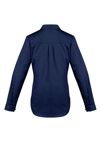Womens Lightweight Tradie Long Sleeve Shirt Blue back view