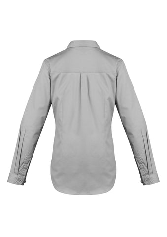 Womens Lightweight Tradie Long Sleeve Shirt Grey back view