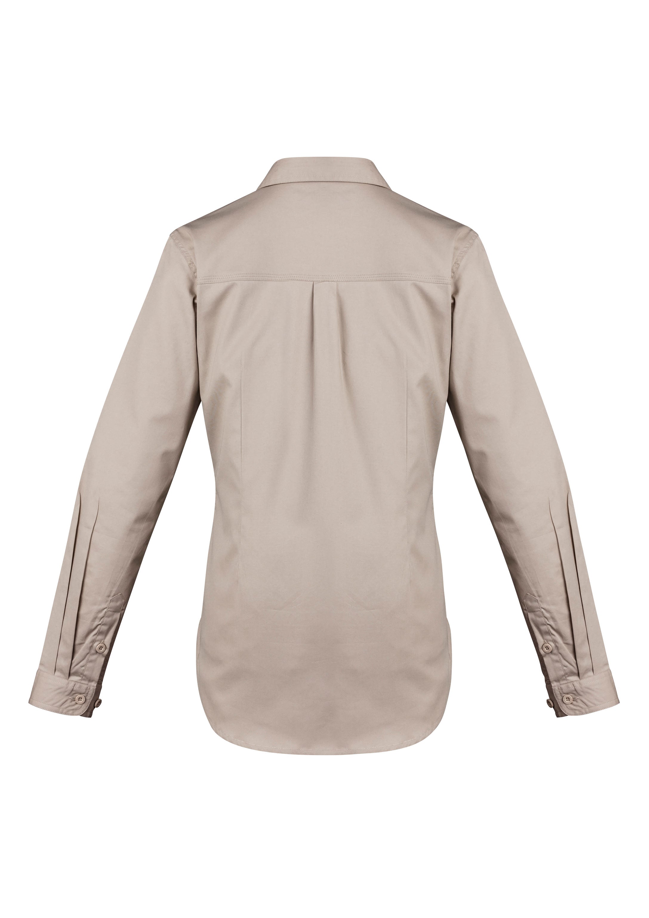 Womens Lightweight Tradie Long Sleeve Shirt Sand back view