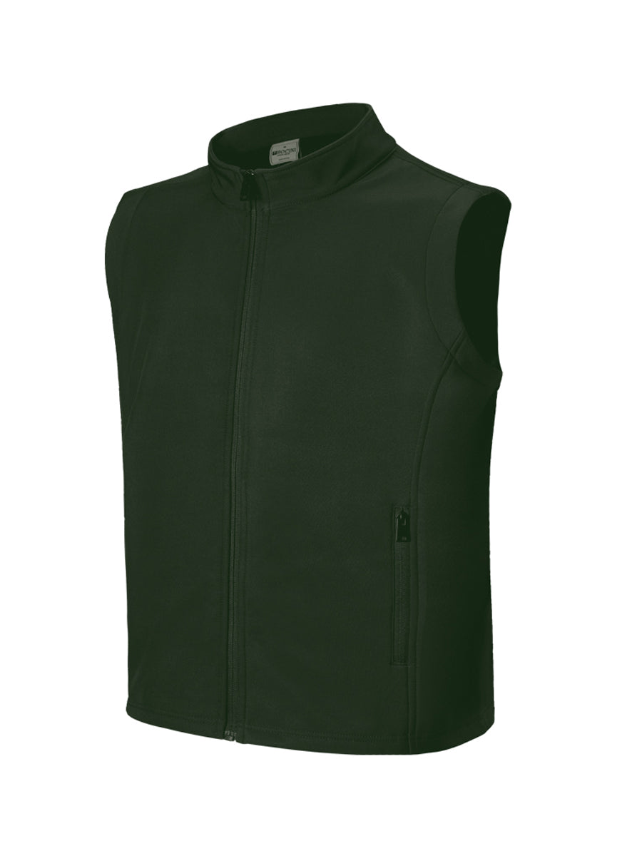 Kids Softshell Vests in Bottle Green