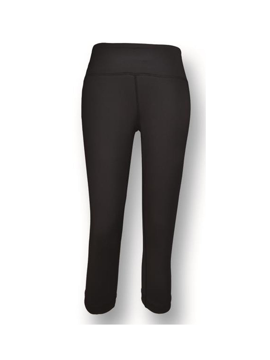 Ladies High Waisted 3/4 Length Gym Tight in Black