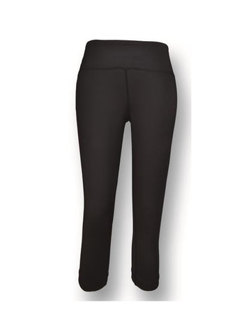Ladies High Waisted 3/4 Length Gym Tight in Black