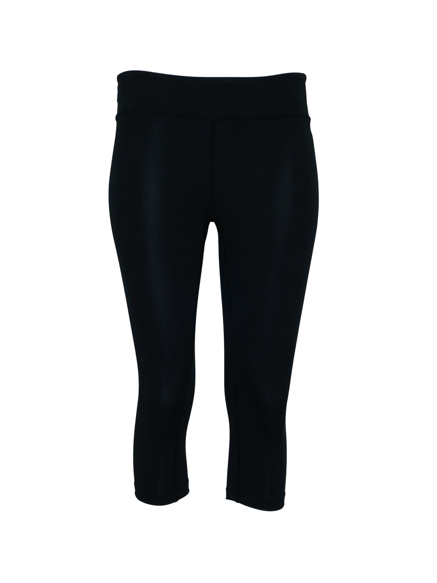 Kids High Waisted 3/4 Length Gym Tight in Black