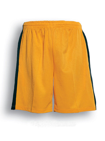 Kids Soccer Panel Shorts in Gold/Bottle Green