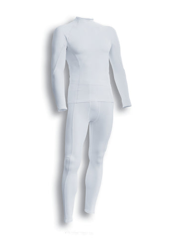 Performance Wear - Mens Full Length Tights in White/Silver