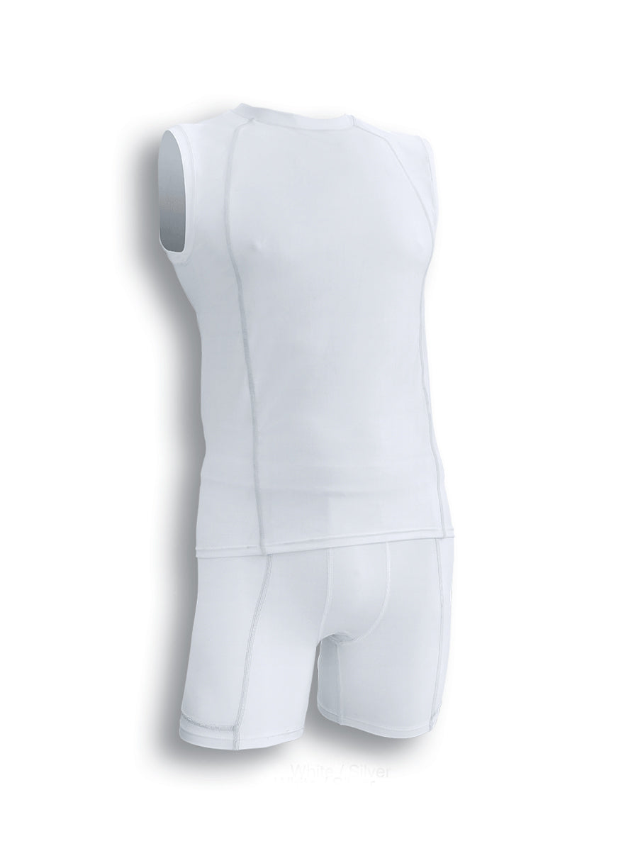 Performance Wear - Mens Cropped Bike Shorts in White/Silver