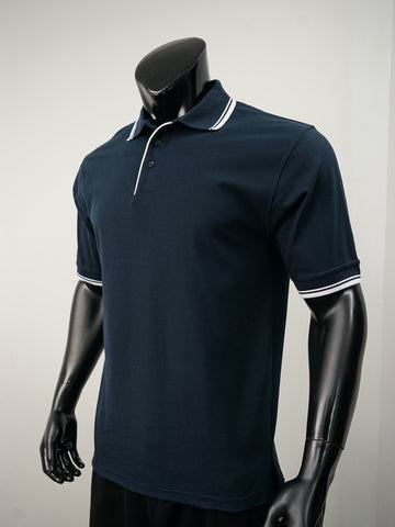 Unisex Adults Double Striped Polo detail