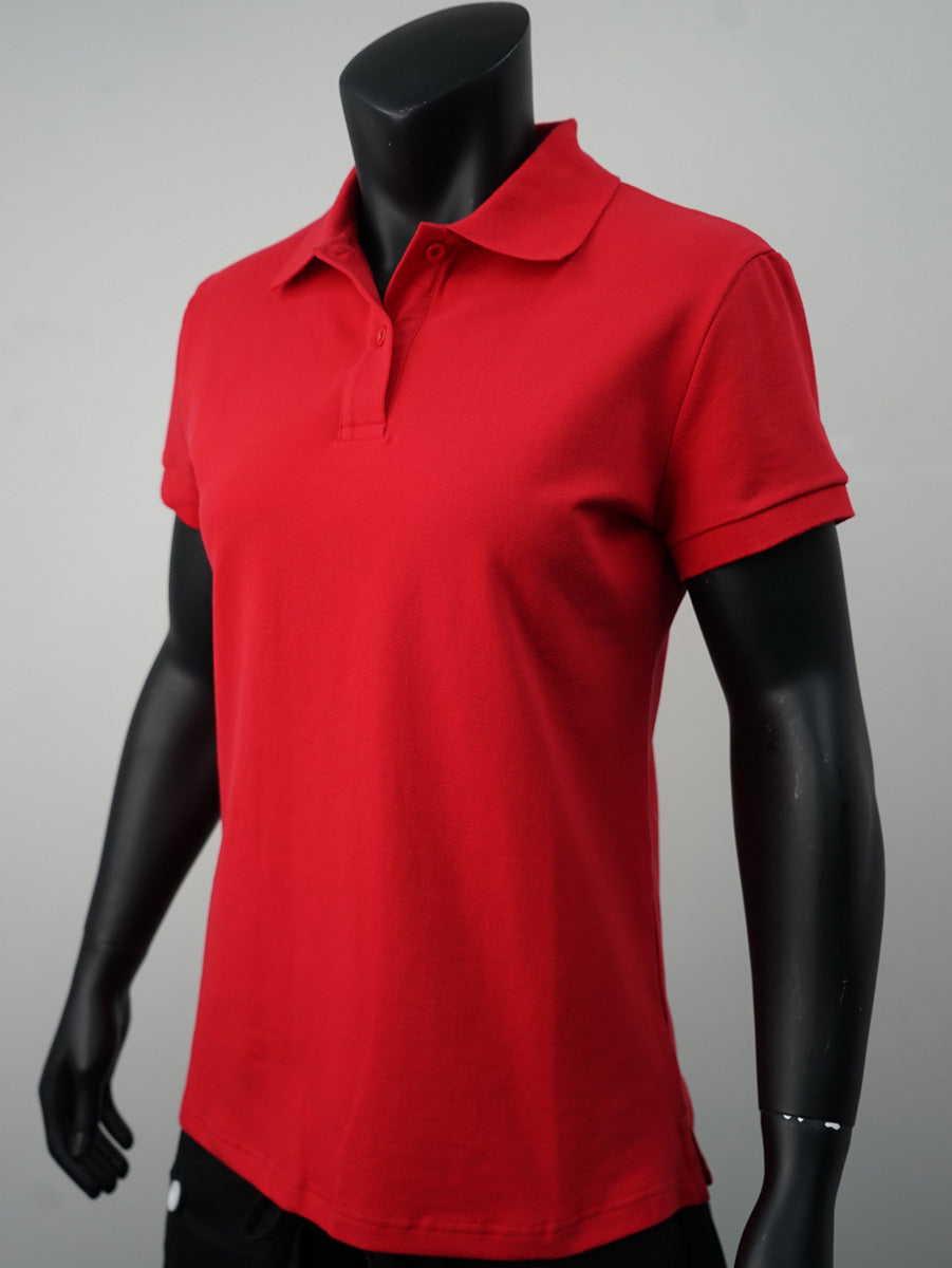 Ladies Pique Knit Fitted Cotton / Spandex Polo detail