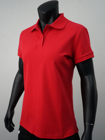 Ladies Pique Knit Fitted Cotton / Spandex Polo detail