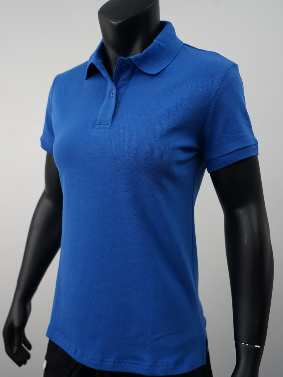 Ladies Pique Knit Fitted Cotton / Spandex Polo detail