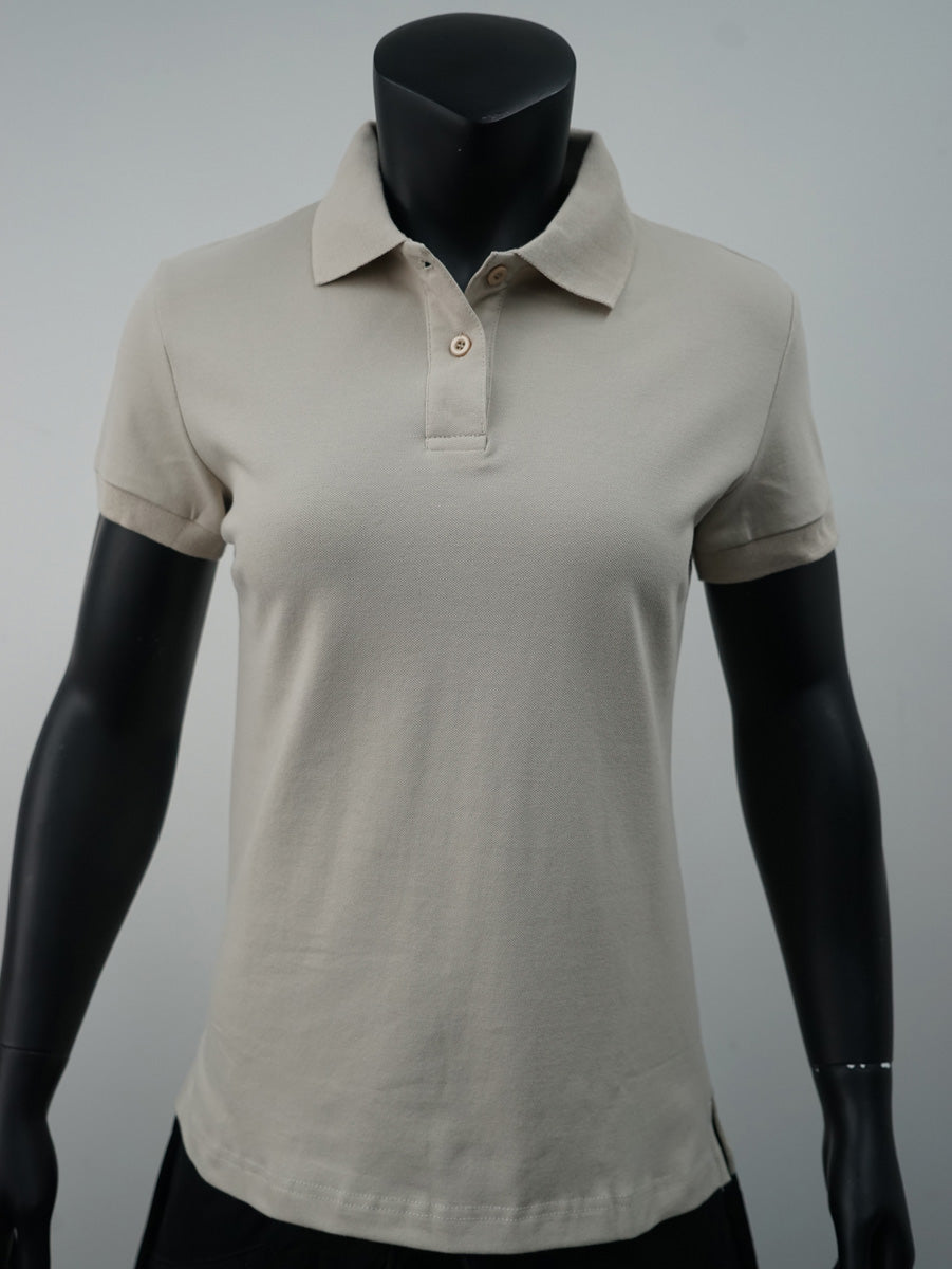 Ladies Pique Knit Fitted Cotton / Spandex Polo detail