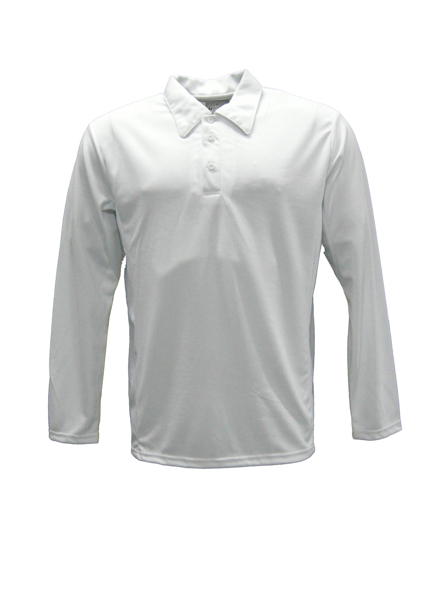 Unisex Adults Long Sleeve Cricket Polo in White