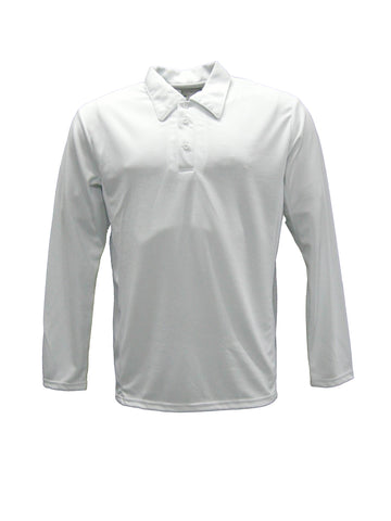 Unisex Adults Long Sleeve Cricket Polo in White
