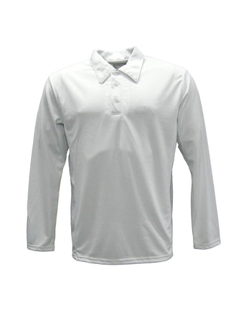 Kids Long Sleeve Cricket Polo in White