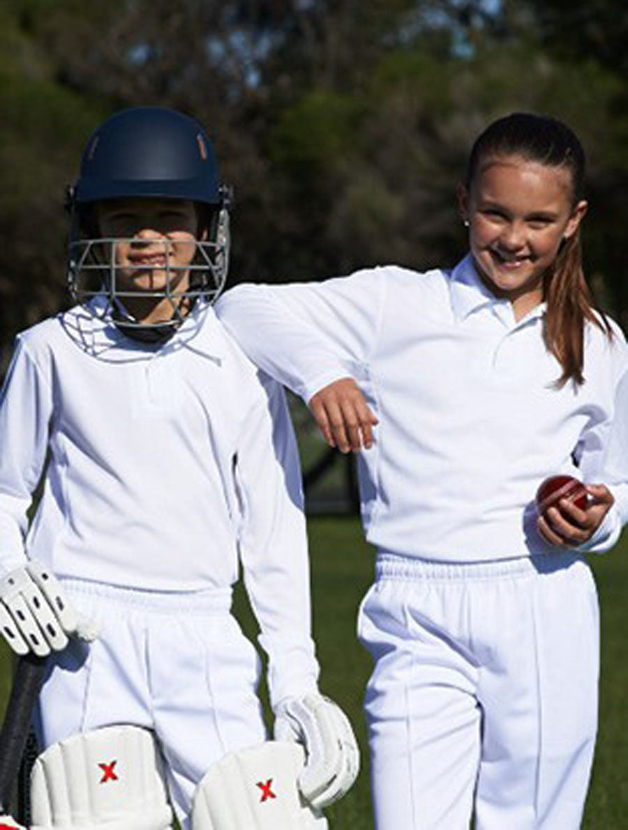 Kids Long Sleeve Cricket Polo, Bocini