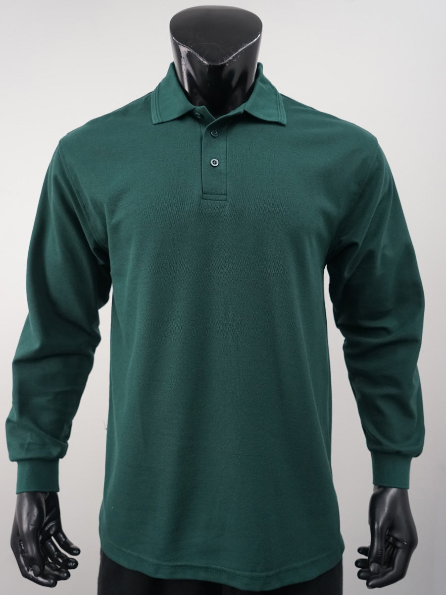 Mens Long Sleeve Basic Polo detail