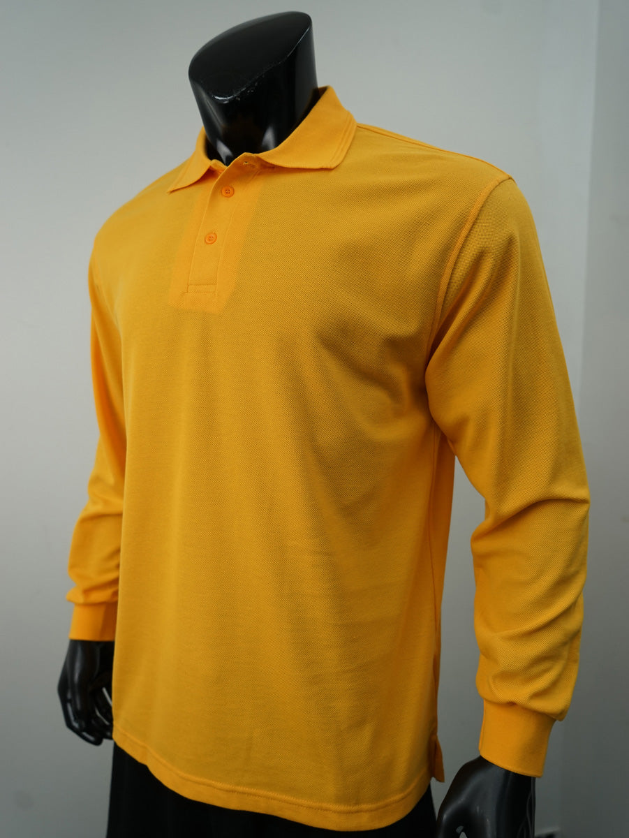 Mens Long Sleeve Basic Polo detail
