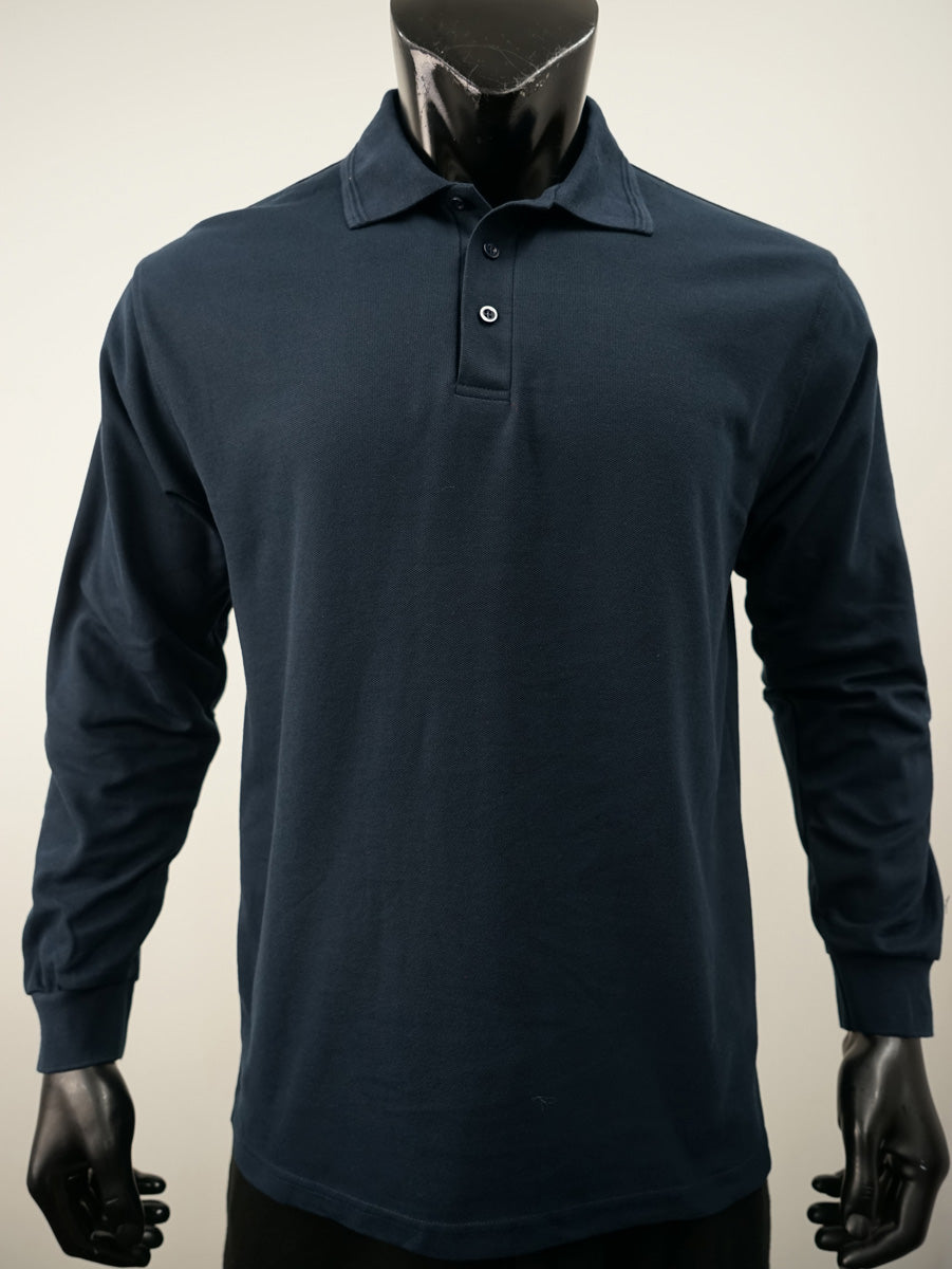 Mens Long Sleeve Basic Polo detail