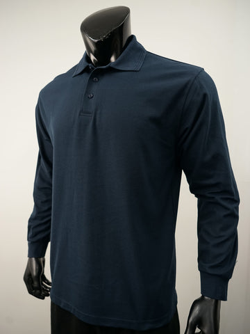 Mens Long Sleeve Basic Polo detail