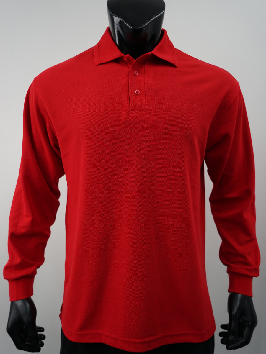 Mens Long Sleeve Basic Polo detail
