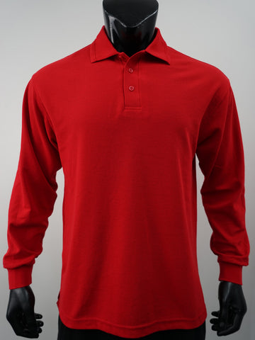 Mens Long Sleeve Basic Polo detail