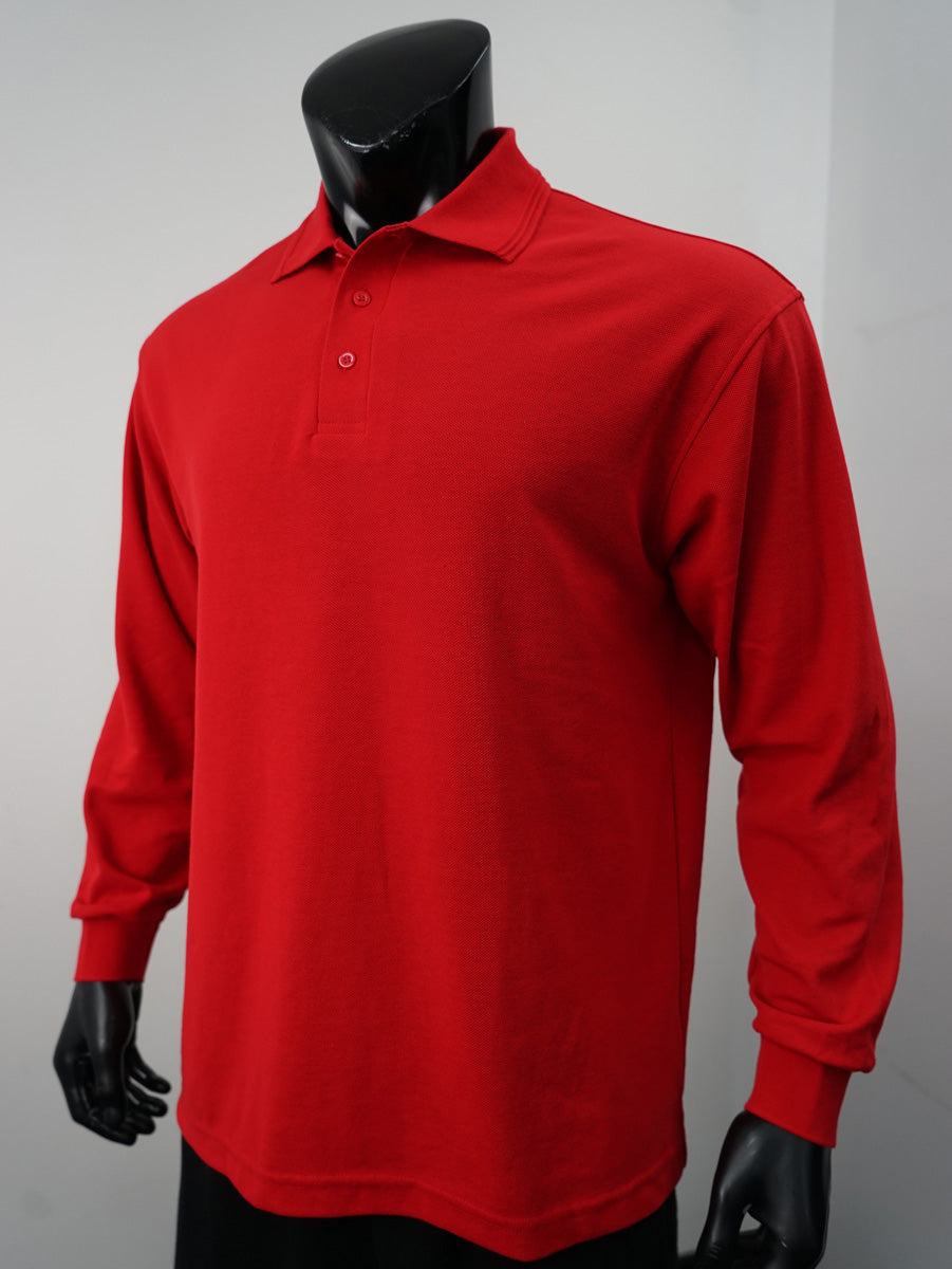 Mens Long Sleeve Basic Polo detail