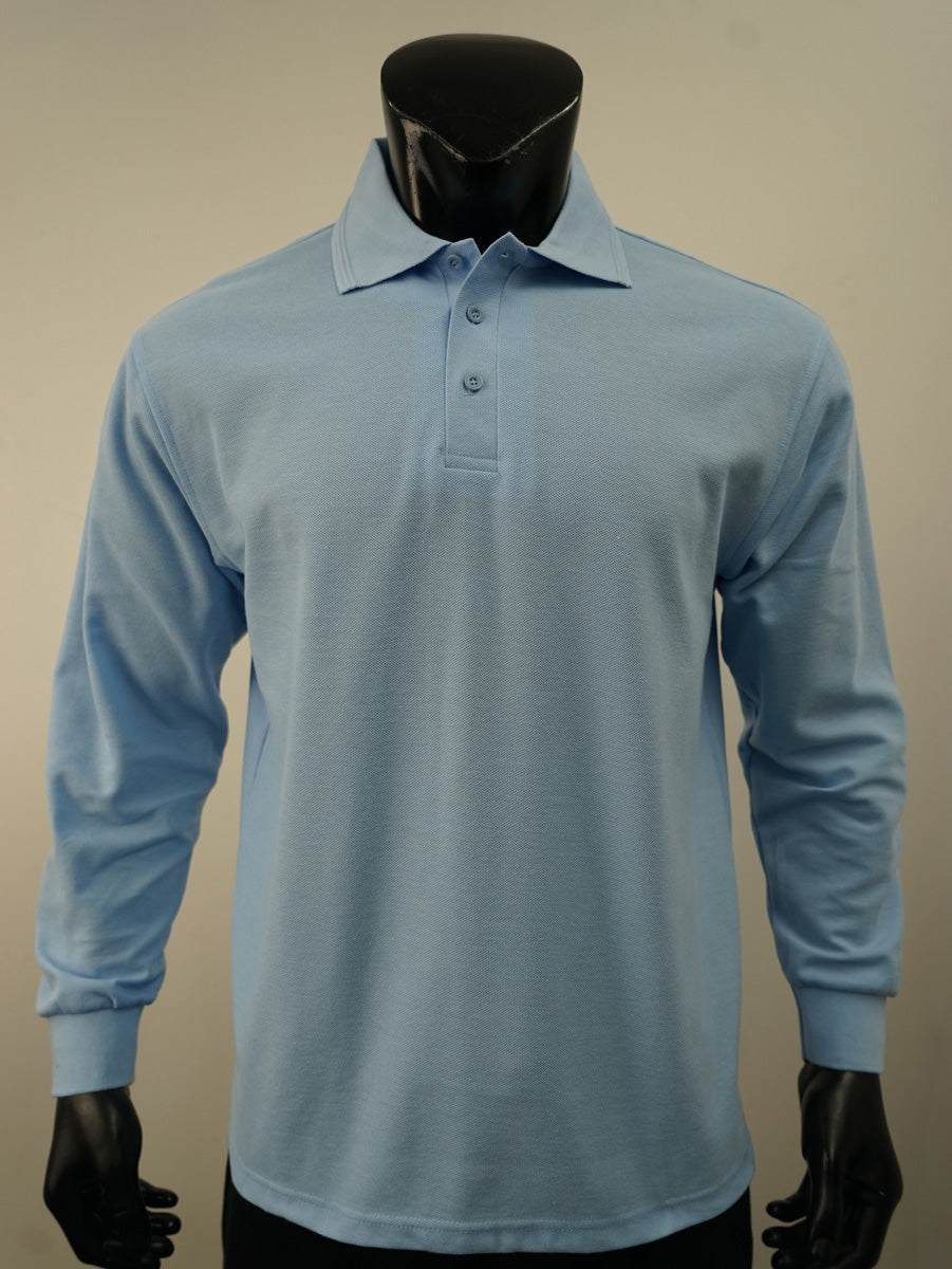 Mens Long Sleeve Basic Polo detail