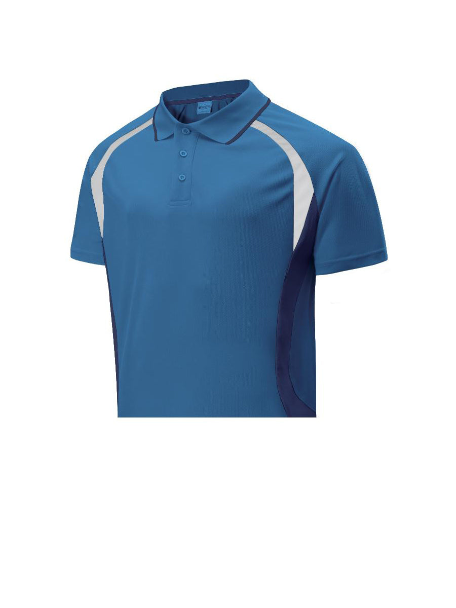 Unisex Adults Sports Panel Polo in Cyan/Navy/White