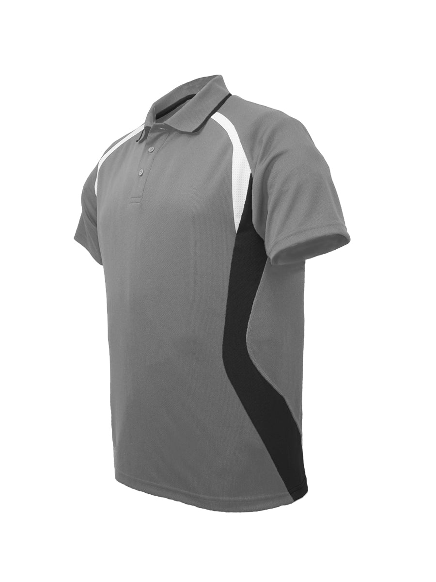 Unisex Adults Sports Panel Polo in Grey/Black/White