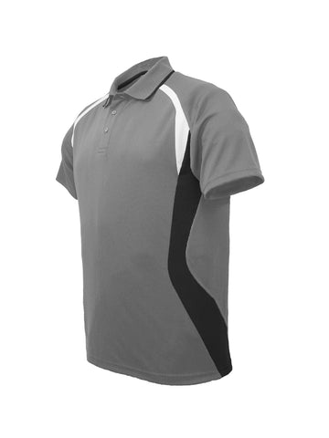 Unisex Adults Sports Panel Polo in Grey/Black/White