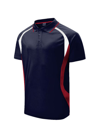 Unisex Adults Sports Panel Polo in Navy/Red/White