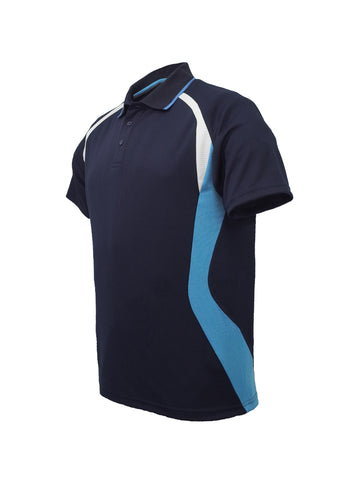 Unisex Adults Sports Panel Polo in Navy/Sky Blue/White