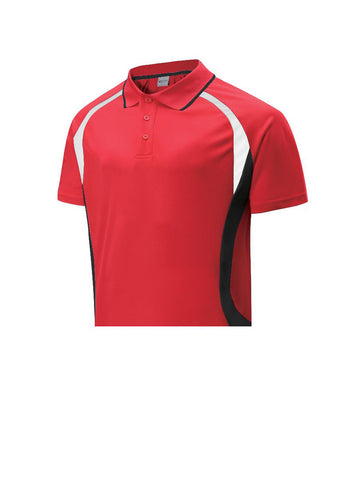 Unisex Adults Sports Panel Polo in Red/Black/White