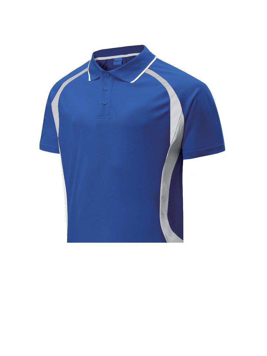 Unisex Adults Sports Panel Polo in Royal/White