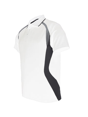 Unisex Adults Sports Panel Polo in White/Black/Grey