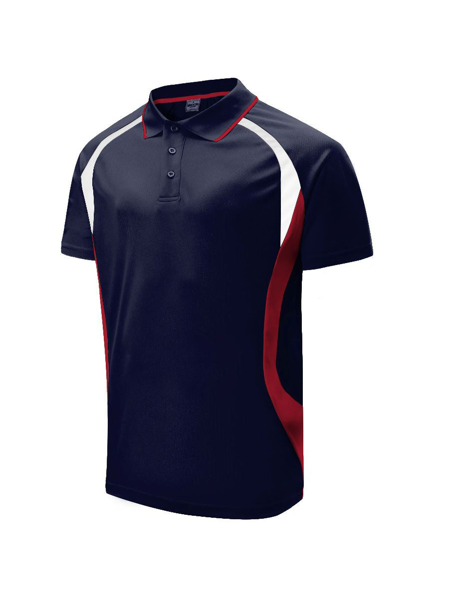 Kids Sports Panel Polo in Navy/Red/White