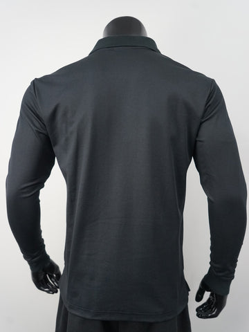 Plain Colour Poly Face Cotton Backing L/S Polo detail
