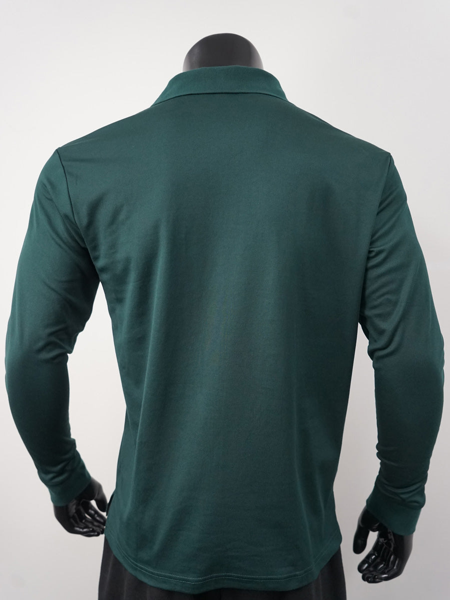 Plain Colour Poly Face Cotton Backing L/S Polo detail